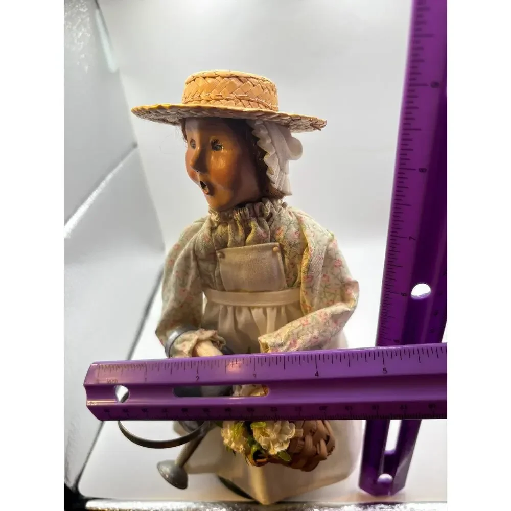 Byers Choice Williamsburg Girl With Basket of Flowers and Water Pail Dated 2003
